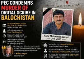 PEC condemns murder of digital scribe in Balochistan